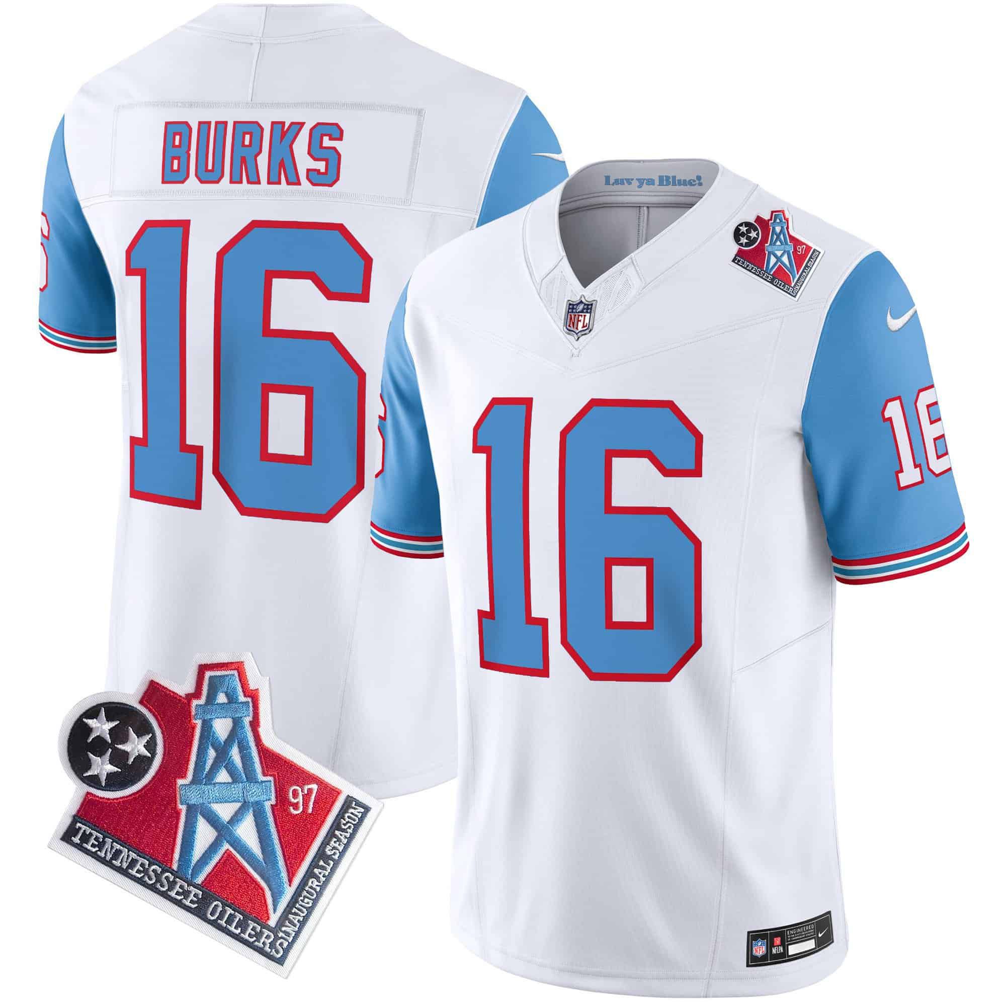 Men Tennessee Titans #16 Burks White 1997 Throwback 2024 Nike Limited Vapor NFL Jersey style 1